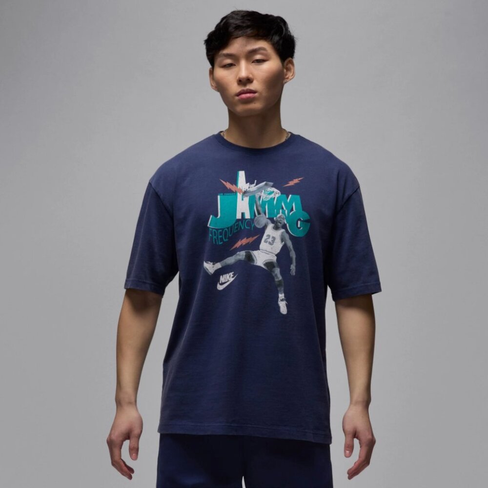 Air Jordan Jumpman Mens Retro Graphic Heavyweight Cotton Tee Shirt Navy Blue XL